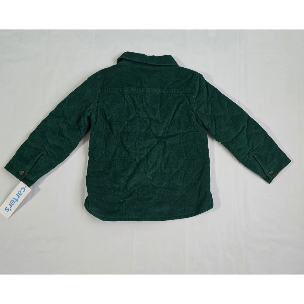 Carters Toddler Boys Green Quilted Corduroy Shirt Jacket Shacket 24M New